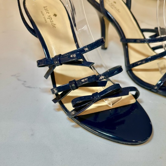 Kate Spade | Navy Patent Leather Strappy Heels - Picture 2 of 10